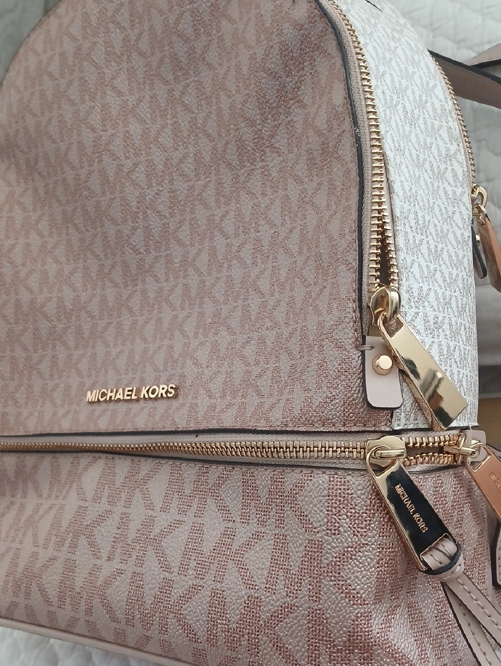 Michael Kors Blush Logo-Print Backpack with Gold Hardware - Picture 7 of 7